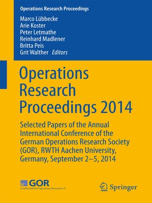 cover image of Operations Research Proceedings 2014